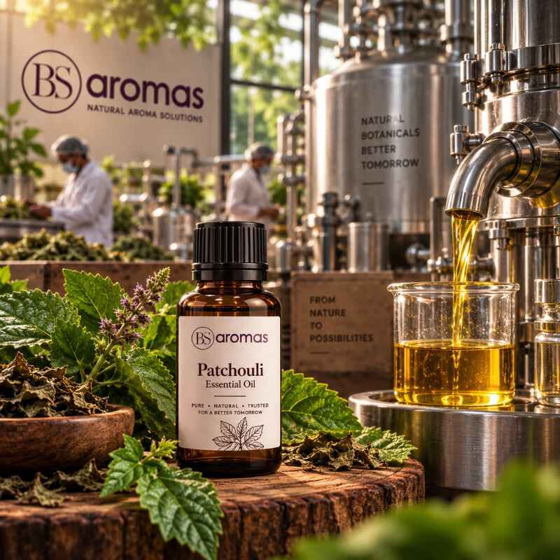 BS Aromas Patchouli Essential Oil supplier in India for bulk wholesale and B2B requirements