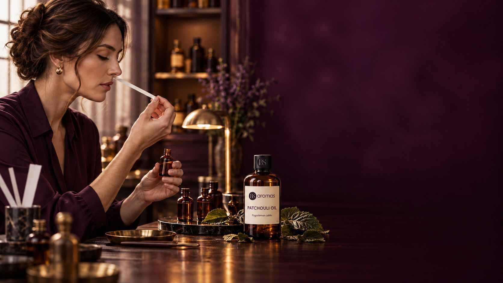 Professional evaluating an aromatic material